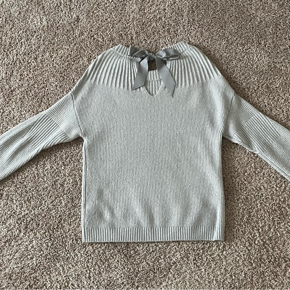 Hinge Bow Back Texture Pullover Sweater XS